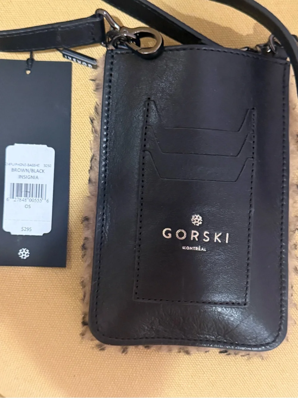 NWT Gorski Montreal Shearling Crossbody Phone Bag / Wallet